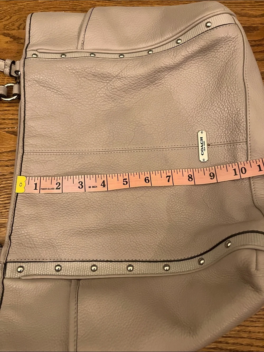 COACH Putty PARK STUDDED CARRIE TOTE Purse Bag F 31286
